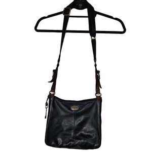 Fossil Cowhide Leather Gold Hardware Boho Crossbody Bag